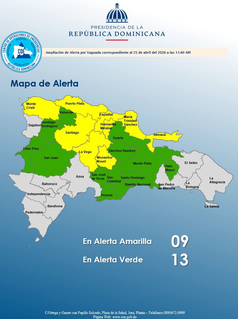 coe-mantiene-9-provincias-en-alerta-amarilla-y-13-en-verde-por-lluvias-e-inundaciones